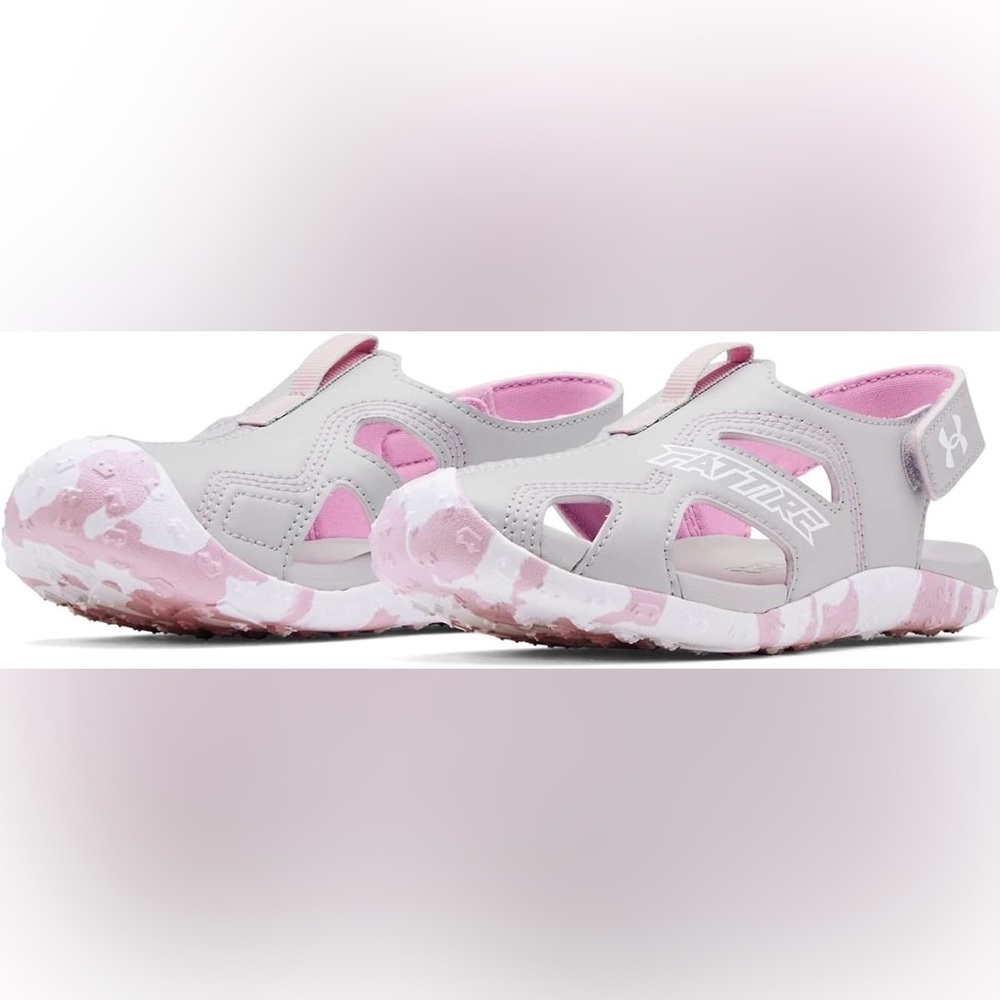Nike Kids Light Gray and Pink Water Shoes - Picture 3 of 4